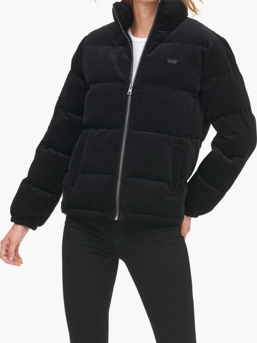 Levi's Women's Black Corduroy Puffer Jacket S Large - Picture 5 of 16